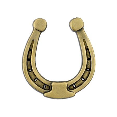 Need a little extra luck in your pocket? Our Horseshoe Lapel Pin is a small and convenient accessory for you to carry that boost of confidence you need when you least expect it. Give it to a friend as a special reminder that you are always with them or as a favor at your next rodeo event! This Horseshoe Lapel Pin is a 3-D cast made from a fine jeweler's metal and is antique gold plated. It comes with a standard clutch back and is individually poly bagged. SIZE: 7/8" W x 1" H Size: 1 Piece. Horseshoe Cowboy, Lucky Horseshoe, Cowboy Western, Lapel Pin, Antique Gold, Cowboy, Gold