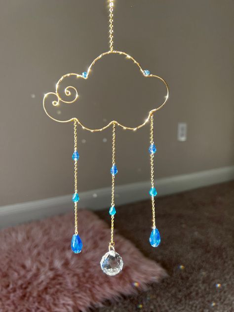 Cloud Suncatcher, Handmade Suncatchers, Crystal Suncatchers Swarovski, Suncatchers Diy, Cloud Decor, Crystal Suncatchers Diy, Suncatcher Diy, Rainbow Decor, Rain Cloud