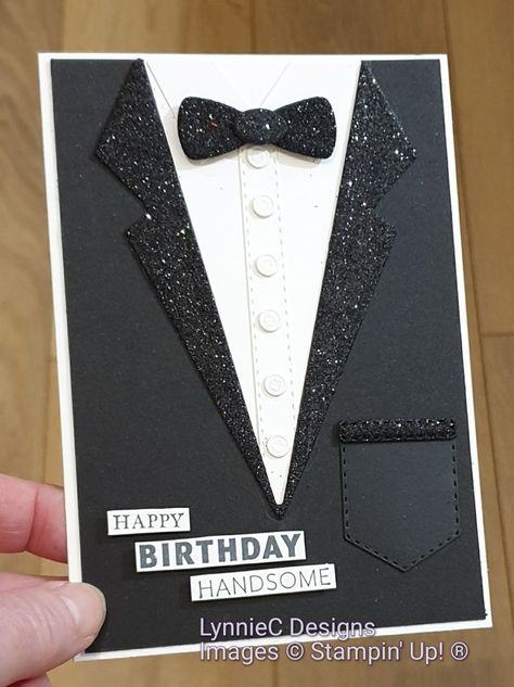 Handsomely Suited Cards, Tuxedo Card, Happy Birthday Cards Diy, Creative Birthday Cards, Suit Card, Kartu Valentine, Shirt And Tie, Suit Tie, Masculine Birthday Cards