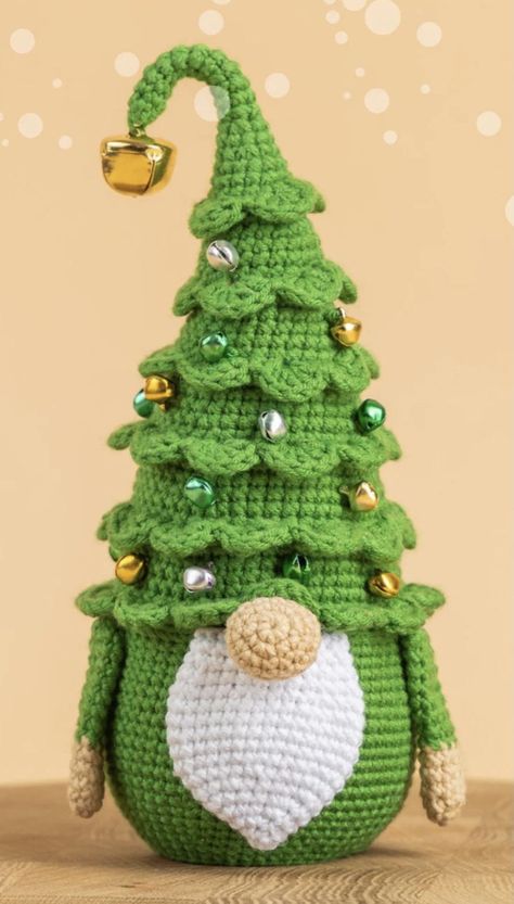 Crochet Gnomes Pattern Free, Tree Gnome, Crochet Christmas Trees Pattern, Christmas Crochet Blanket, Crochet Christmas Ornaments Free, Christmas Crochet Patterns Free, Crocheted Christmas, Crochet Tree, Crochet Christmas Gifts