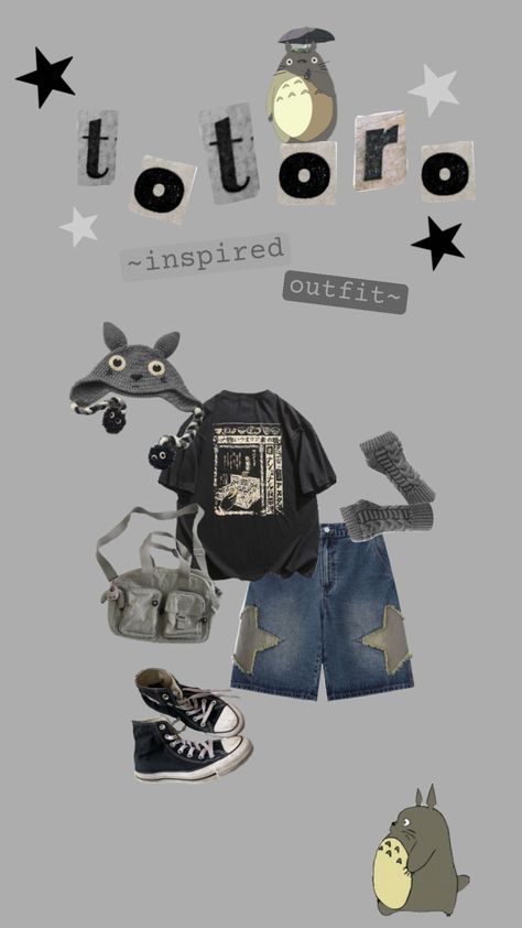 Totoro inspired outfit! ♡ #studioghibli #ghibli #cute #totoro #grey #outfit #fashion #inspiration #outfitinspo Ghibli Cute, Cute Totoro, Grey Outfit, Inspired Outfits, Playing Dress Up, Studio Ghibli, Aesthetic Art, Aesthetic Clothes, Fashion Inspo Outfits