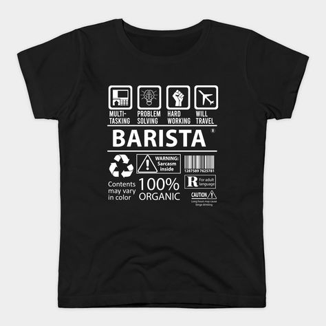 Barista is a perfect gift t shirt for Barista colleagues and friends. A funny Barista shirt for husband, wife, dad or mom on birthday, anniversary or party tee -- Choose from our vast selection of Crewneck and V-Neck T-Shirts to match with your favorite design to make the perfect custom graphic T-Shirt. Pick your favorite: Classic, Relaxed Fit, V-Neck, Tri-Blend, Dolman Extra Soft Tri-Blend, Slouchy V-Neck, Slouchy, Premium, Heavyweight, Curvy, Ringer, and Curvy V-Neck. Customize your color! For Dental Lab Technician, Funny Audio, Barista Shirt, Job Gifts, Work Travel, Speech And Language, Kids Magnets, Husband Wife, Birthday Anniversary