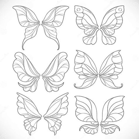 Fairy Wings Drawing, Fairy Wing Tattoos, Winged Stencil, Diy Fairy Wings, Wings Sketch, Butterfly Fairy Wings, Fairy Drawings, Wings Drawing, Wing Design