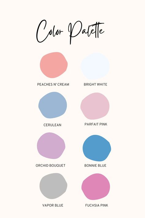 Color palette with pink, peachy and blue colors. Perfect for girls or a shared room. Colors. Girls Room Color Palette, Teenage Girl Bedroom Color Schemes, Teen Girl Bedroom Paint Colors, Color Schemes For Bedrooms, Girls Bedroom Wall Color, Girls Bedroom Color Schemes, Girls Bedroom Paint, Girls Room Colors, Girls Bedroom Colors