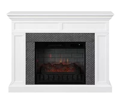 Electric Console Fireplace | Fireplace TV Stand | Big Lots Faux Stone Electric Fireplace, Console Fireplace, Mantel Electric Fireplace, Herringbone Brick Pattern, Electric Fireplace Inserts, Stone Electric Fireplace, Black Electric Fireplace, Electric Fireplace With Mantel, Herringbone Brick