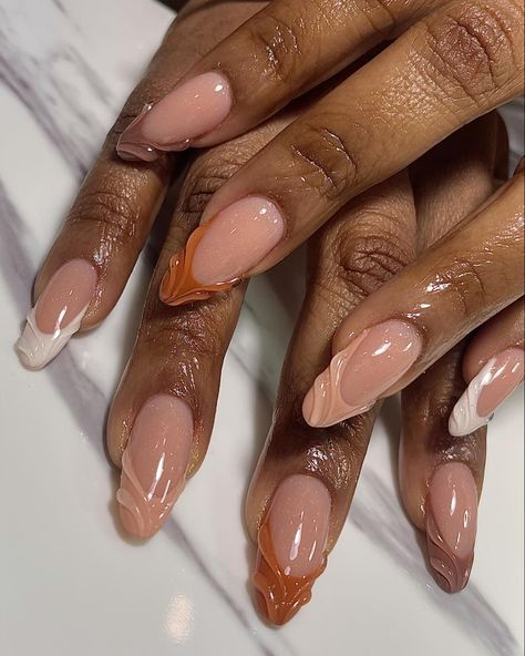 Nails With Different Shapes, Nail Design For Black Women, Nails Inspo Black Women, Design Cool Ongles, Labor Nails, Fall Color Nails Acrylic, Pink And Brown Outfits, Brown Acrylic Nails Design, Fall Nails Black Women