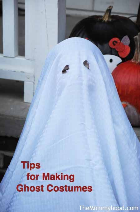 Easy Costumes: Ghost! Lessons Learned Making a Ghost Costume How To Make A Ghost Costume With A Sheet, Bedsheet Ghost Costume, How To Make Ghost Costume, Classic Ghost Costume, How To Make A Ghost Costume, Homemade Ghost Costume For Kids, Kids Ghost Costume Boy, Diy Adult Ghost Costume, Adult Ghost Costume Woman