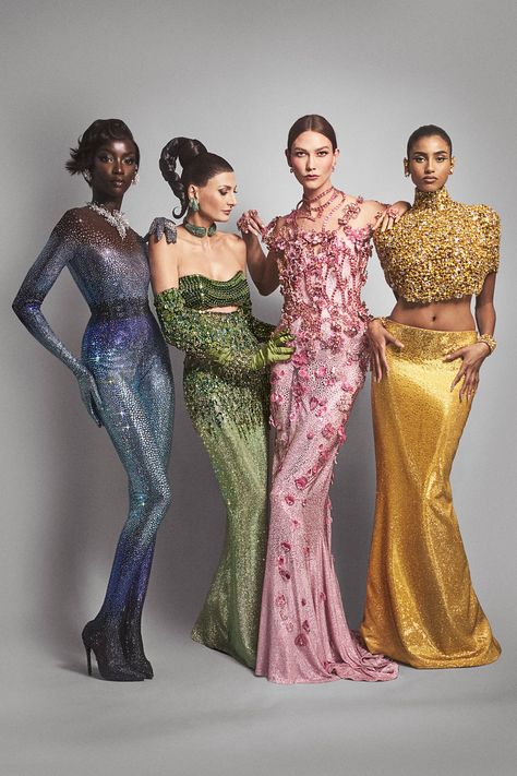 Friends of the House Anok Yai, Karlie Kloss and Imaan Hammam joined Giovanna Engelbert morphing into elements of Nature for the 2024 Met Gala. #Swarovski #MetGala Glam And Glitz, Swarovski Dress, Best Met Gala Looks, Anok Yai, Met Gala Outfits, Met Gala Dresses, Gala Outfit, Group Of Women, Couture Looks