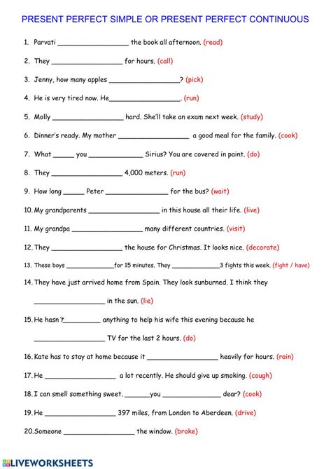 Present Perfect Simple Vs Continuous, Present Perfect Simple Vs Present Perfect Continuous Worksheet, Present Perfect And Present Perfect Cont, Past Perfect Vs Past Perfect Continuous, Present Perfect Vs Present Perfect Continuous, Present Perfect Continuous Exercises, Present Perfect Continuous Worksheets, Present Perfect Worksheets, Present Perfect Tense Exercises