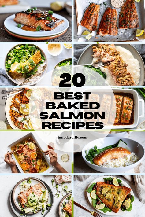 Baked salmon makes a delicious family dinner! Check out these 20 very best baked salmon recipes from fellow food bloggers! Salmon Recipes Simple, Best Baked Salmon, Salmon Recipes Oven, Valentines Food Dinner, Delicious Family Dinners, Pesto Salmon, Oven Baked Salmon, Good Recipes, Easter Dinner Recipes