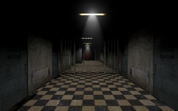 Dark School Hallway, Scary Hallway, Dark Desktop Wallpaper, Hallway Wallpaper Ideas, Hallway Background, Halloween Moodboard, Wallpaper Hallway, School Hallway, Dark Doors