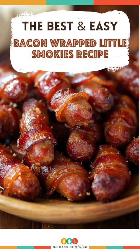 Looking for a crowd-pleasing appetizer? These Bacon Wrapped Little Smokies are the perfect sweet and savory bite! Wrapped in crispy bacon, sprinkled with brown sugar, and baked to perfection, they’re ready in just 30 minutes. Perfect for game days, parties, or any gathering! Pin this recipe and impress your guests with these irresistible little bites. Little Sausages Wrapped In Bacon, Lil Smokies Bacon And Brown Sugar, Little Smokies Bacon Brown Sugar, Brown Sugar Smokies Wrapped In Bacon, Bacon Wrapped Smokies With Brown Sugar Crockpot, Bacon Wrapped Brown Sugar Smokies, Brown Sugar Weenies Bacon Wrapped, Cocktail Little Smokies, Bacon Wrapped Little Smokies Brown Sugar