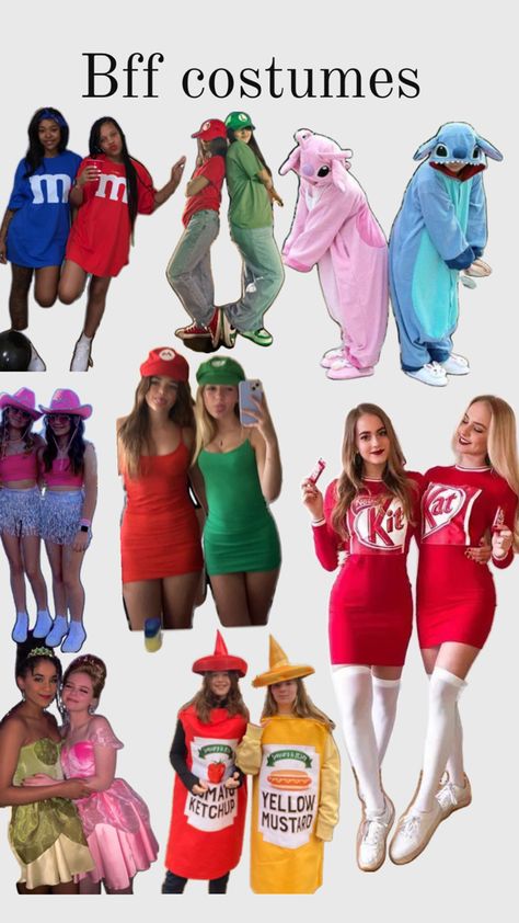 Holloween Costume Duos, Halowen Costums Bestie, Things To Be For Halloween Costume Ideas, Halloween Costume Ideas Besties, Halloween Costumes Women For 2, Preppy Duo Costumes, Matching Costume Ideas For Friends, Halowen Costums For 2 Bff, Halloween Costume Ideas Duo Friends