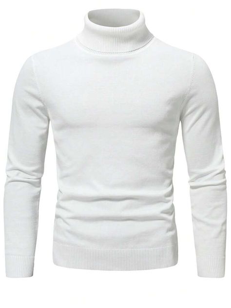 White Turtleneck Men, Turtle Neck Men, Turtle Neck Jumper, Solid Sweaters, White Turtleneck, Mens Loungewear, Novelty Clothing, Knit Turtleneck Sweater, Big And Tall Outfits