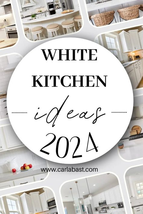 White Kitchen Ideas for Your Home Remodel | Carla Bast Design Accent Color Kitchen, White Kitchen Countertop Ideas, White Kitchen Cabinets Backsplash Ideas, White Kitchen Ideas Modern, White Kitchen Counters, Luxury White Kitchen, Kitchens With White Cabinets, Trendy Kitchen Design, White Kitchen Design Ideas