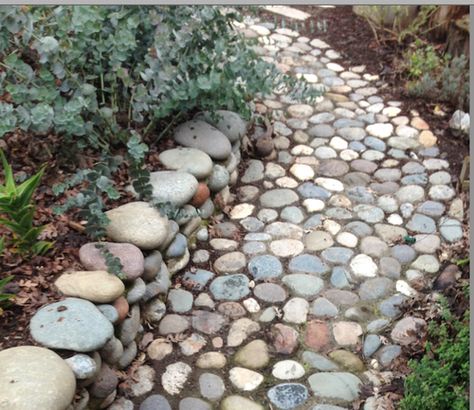 Walkway Rocks, River Rock Path, Rock Pathways, Rock Path, Rock Pathway, River Rock Garden, River Rock Landscaping, Rock Landscaping Ideas, Rock Garden Design