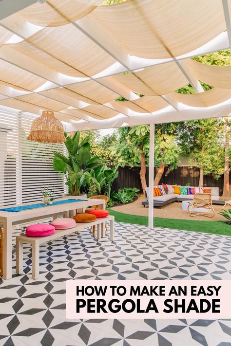 Pergola Shade Diy, Retractable Pergola Canopy, Designing A Garden, Pergola Shade Cover, Garden From Scratch, Easy Patio, Pergola Diy, Cozy Garden, Diy Backyard Patio