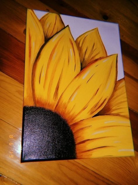 فن الرسم بالمسامير, Sunflower Sketches, Watercolor Sunflowers, Flower Drawings, Simple Canvas Paintings, Cute Canvas Paintings, Easy Canvas Art, Soyut Sanat Tabloları, Easy Canvas Painting