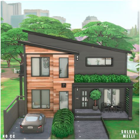 Home Exterior Design Ideas, Sims 4 Family House, Sims4 Builds, Sims 4 Modern House, Sims 4 Houses Layout, Small House Blueprints, Sims Challenge, Home Exterior Design, Modern Family Home