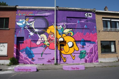 Wall paints, Muurschilderingen, Peintures Murales,Trompe-l'oeil, Graffiti, Murals, Street art.: Antwerpen - Belgium Adventure time ( Finn en Jake) Jake Cartoon, Paint Wall Art, Graffiti Street Art, Adventure Time Finn, 3d Street Art, Paint Wall, Graffiti Murals, Cartoon Wall, Murals Street Art