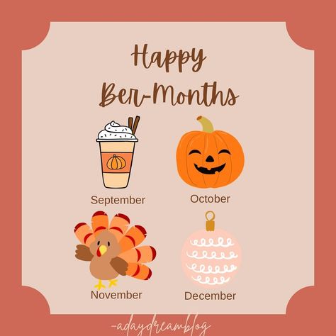 It’s officially the Ber-Months! Are you ready for all the celebrations? Fall is one of my favorite times of year. I am so excited you are here with me. I have lots of fun Ber-month recipes and crafts planned and I cannot wait to share them with you! Happy Ber-months! 🍁🎃👻🎄♥️🏈 The Ber Months, Ber Months, Here With Me, Autumn Thanksgiving, You Happy, So Excited, To Share, Projects To Try, My Favorite