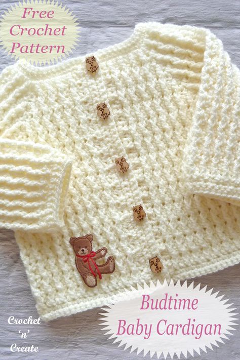 Budtime baby cardigan - FREE CROCHET PATTERN. #crochetbabycoat #crochetbabysweater #crochetbabycardigan #crochetforbaby Easy Baby Sweater Crochet Pattern Free, Free Crochet Baby Cardigan Pattern, Cardigan Bebe Crochet, Crochet Baby Sweaters Free Patterns, Baby Sweater Crochet Pattern Free, Crochet Baby Cardigan Free Pattern, Crochet Baby Sweater Sets, Baby Cardigan Pattern Crochet, Diy Crochet Sweater