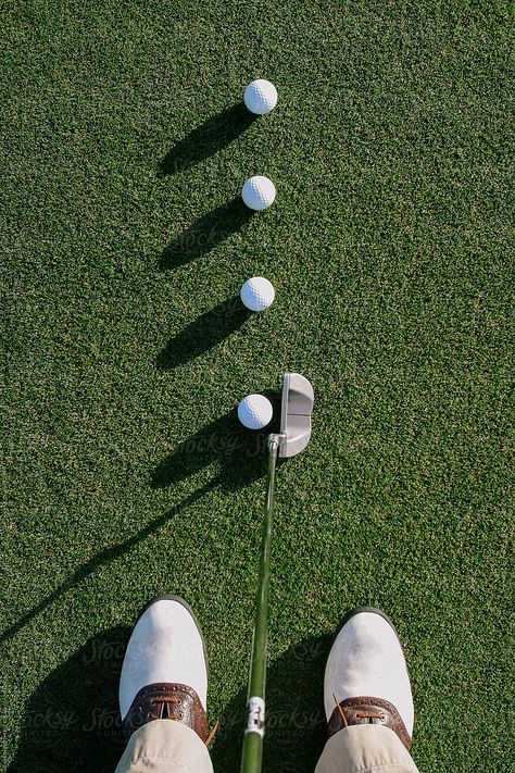 Golf Balls in Line while putting for Accuracy by Raymond Forbes LLC  - Golf, Putting - Stocksy United Creative photography Inspiration #awesomephotography #amazingphotography #landscapephotography #fineartphotography #familyphotography #creativephotography #aestheticphotography #photographyideas #learnphotography #photographyinspiration #stocksy #stocksyunited Golf Images, Golf Pictures, Golf Photography, Golf Inspiration, Golf Brands, Golf Design, Mental Training, Golf Balls, Golf Gifts