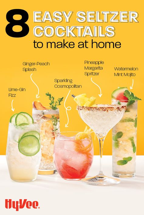 Fruity and bubbly, you can't go wrong with these easy seltzer cocktails! Sparkling Alcoholic Drinks, Cocktails With Seltzer, Polar Seltzer Cocktails, Vodka Seltzer Cocktails, Vodka Seltzer Drinks, Easy Cocktails To Make At Home, Farm Cocktails, Seltzer Cocktails, Sparkling Water Cocktails