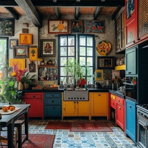 Maximalist Room, Maximalist Kitchen, Interior Design Secrets, Maximalist Interior Design, Boho Kitchen Ideas, Whimsical Kitchen, Maximalist Interior, Bohemian Life, Eclectic House