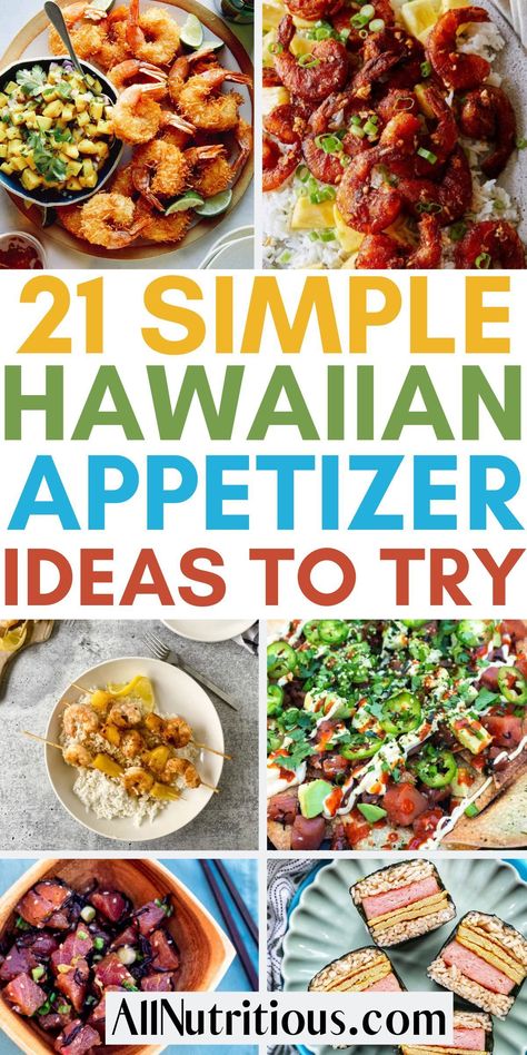 These Hawaiian appetizer ideas will make the best party food. Check out these collection of easy appetizers and potluck recipes to make for your next celebration. Appetizer For Hawaiian Party, Aloha Appetizers, Hawaii Party Food Appetizers, Hawaiian Party Menu Ideas, Luau Party Appetizers Finger Foods, Hawaiian Dinner Party Food, Tiki Party Appetizers, Tiki Party Snacks, Hawaiian Wedding Food Ideas