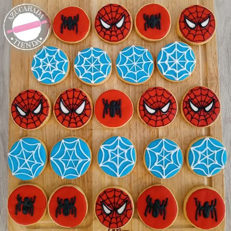 Spiderman Cookies, Graduation Party Pictures, Valentine Cookies Decorated, Spiderman Birthday Cake, Spiderman Gifts, Spiderman Birthday Party, Cookie Bouquet, Man Cookies, Sugar Cookie Designs