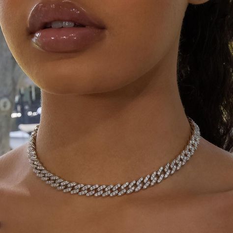 Iced Out Clear Crystal Miami Curb Cuban Chain For Women Men Hip Hop Mixed Color Cuban Link Chain Cuban Choker, Cuban Chain Necklace, Cuban Link Chain, Cuban Chain, Cuban Link, Chain Choker, Curb Chain, Collar Necklace, Necklace For Women