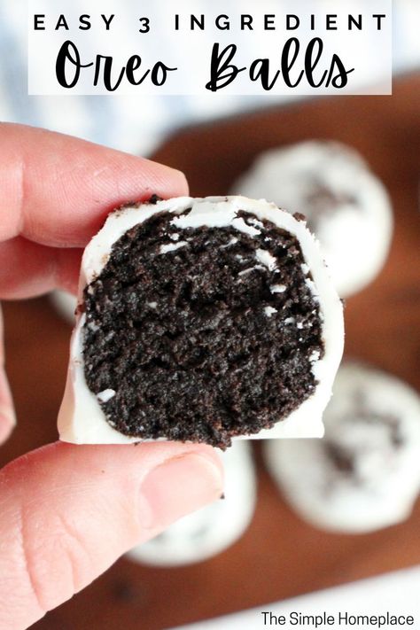 Oreo balls are a wonderful bite sized treat that are easy to make and absolutely delicious! They have a sweet almond bark shell with a smooth and creamy Oreo inside that makes them irresistible. Follow the link for the recipe! #oreoballs #3ingredientoreoballs #3ingredientdessert #oreotruffles #oreos #oreodessert Oreo Balls Recipe 3 Ingredients, Oreo Cake Balls, Oreo Ball, Oreo Balls Recipe, Oreo Truffle, Oreo Truffles Recipe, Oreo Cookie Balls, Oreo Balls, Bite Size Desserts