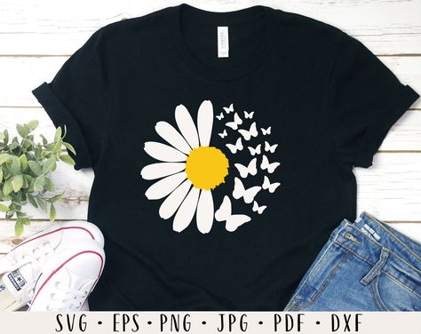 Sunflower Decal, Daisy Clipart, Daisy Butterfly, Daisy Svg, Png Butterfly, Svg Butterfly, Svg Sunflower, Butterfly Png, Tshirt Painting