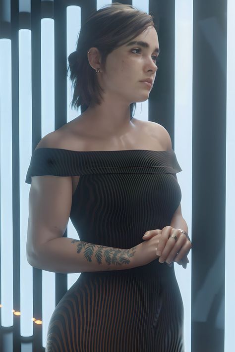 Ellie is wearing a sexy tight black dress. Women In Dresses, Buff Women, The Last Of Us2, Ellie Williams, My Brain, Last Of Us, Stylish Girl, Pin Up, Brain