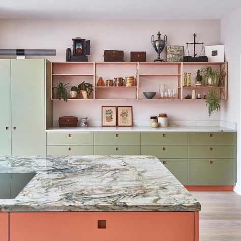 788 Likes, 12 Comments - Times Property (@timesproperty) on Instagram: “✨Unexpectedly, the all-white kitchen — easier to keep spotless — doesn’t appear to be making a…” Custom Pantry, Green Kitchen Cabinets, London Kitchen, Kitchen Company, Bamboo Furniture, Kitchen Cabinetry, Green Kitchen, Kitchen Countertops, Kitchen Renovation