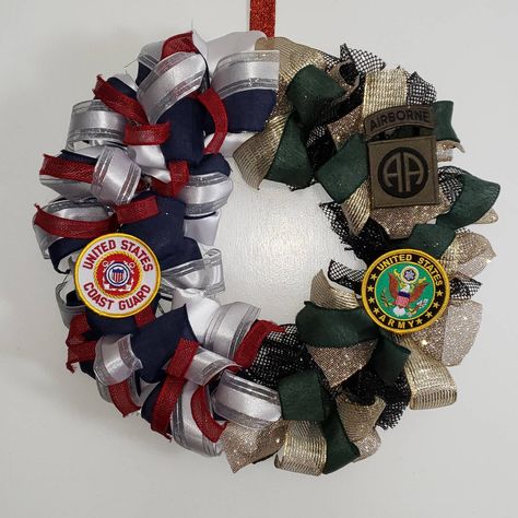 Excited to share the latest addition to my #etsy shop: Split Patriotic Military wreath Custom orders available #homedecor #wreaths #coastguard #marines #army #navy #airforce #firefighters https://etsy.me/2Te7lzs Army Wreath, American Wreath, Military Wreath, Patriotic Decor, Wire Wreath, Sunflower Wreaths, Patriotic Wreath, Tea Stains, Handmade Wreaths