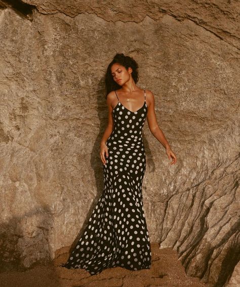 RAT & BOA on Instagram: “Exuding timeless understated elegance, the Camille is at home both at the beach and the party ~ Available online now #RATANDBOA” Rat And Boa, Camille Dress, Fancy Gowns, Dress Aesthetic, Understated Elegance, Dresses Uk, Polka Dot Print, Mode Inspiration, Dot Print