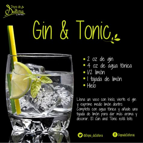 Receta para Gin and Tonic Gin Tonic Recetas, Vodka Tonic, Gin Drinks, Classic Cocktail Recipes, Gin Tonic, Drinks Alcohol Recipes, Alcohol Recipes, Gin And Tonic, Moana