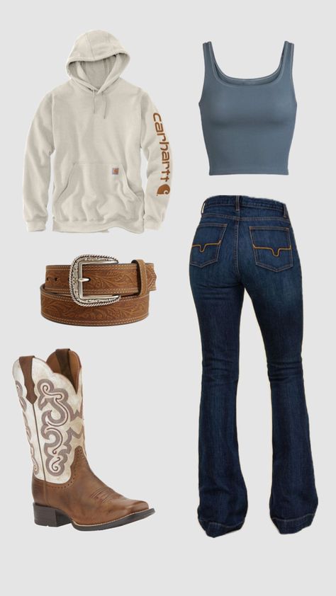 Cowboy Boots Outfits Women, Teen Western Outfits, Country Girl Clothes, Country Style Clothes, Comfy Country Outfits With Leggings, Cute Country Girl Outfits, Contry Asthetic Outfits, Country Girl School Outfits, Country Outdot Jeans