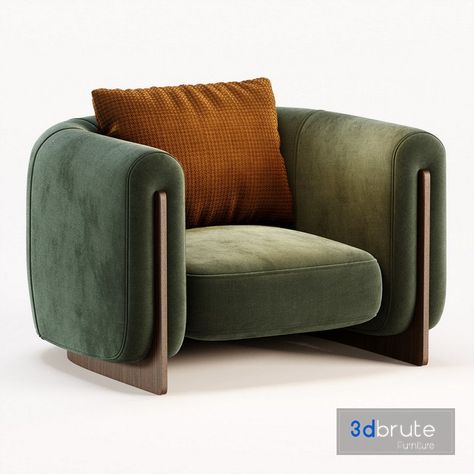 Minuit Armchair by Stephane Parmentier 3d model Buy Download 3dbrute Classic Furniture Living Room, Floral Armchair, Armchair Bedroom, Single Seater Sofa, Furniture Selection, Chair Design Wooden, Comfy Armchair, Classic Armchair, Green Armchair