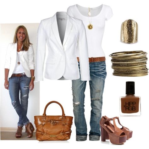 Are We Talking About Fall Fashion Already? #FashionFriday | Lady and the Blog Looks Jeans, Mode Jeans, Mode Casual, Ținută Casual, Modieuze Outfits, 가을 패션, White Jacket, White Blazer, Outfit Casual