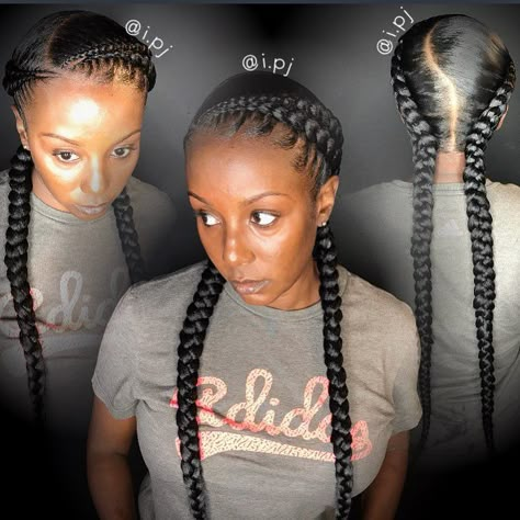 1,169 Likes, 22 Comments - 🙌🏾✨👑 (@i.pj) on Instagram: “Double Dutch Ropes ...Get you some🙌🏾✨👑 Book: 4 feed-in • • • #naturalhair #protectivestyles…” Two Braid Hairstyles, Feed In Braids, Twisted Hair, Dutch Braids, Double Dutch, Feed In Braids Hairstyles, Pelo Afro, Feed In Braid, Braids With Extensions