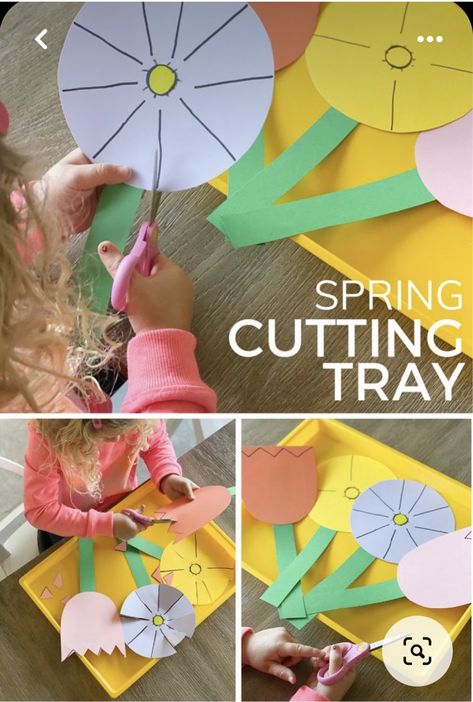 Summer Fun Kindergarten Activities, Scissor Activities, April Preschool, Spring Preschool Activities, Spring Crafts Preschool, Spring Lessons, Preschool Projects, Preschool Fine Motor, Spring Preschool