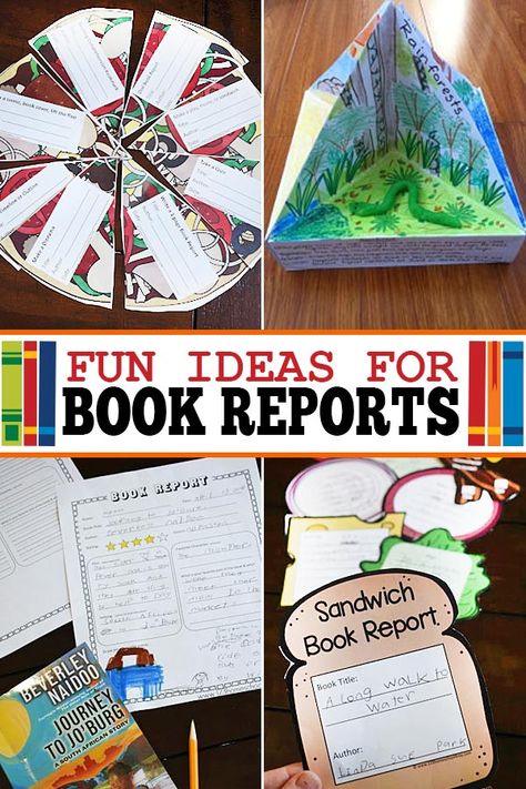 Fun book report ideas We have even more creative book reports from 4d trioramas to pizza book reports, book report flaps to lapbooks, sandwich book reports and more! Which ones of these 5th grade book report ideas is your favorite? Book Reports For 3rd Grade, Book Project Ideas Elementary, Middle School Book Report Ideas, Creative Book Report Ideas Elementary, Fun Book Report Ideas, Book Report Projects Elementary, Book Review Project Ideas, 5th Grade Book Report, Book Review Ideas