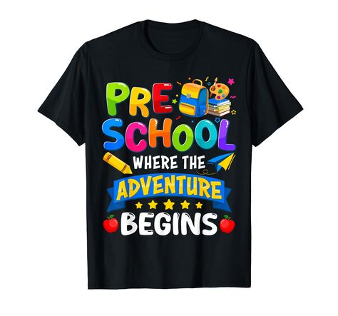 PRICES MAY VARY. Embrace the cuteness of the new school year with our unique and fun tee that celebrates the beginning of a new adventure in preschool. "Preschool Where The Adventure Begins" perfect for teacher men women kids girls & boys make a statement on their first day of preschool with our fun and unique back to school tee. Lightweight, Classic fit, Double-needle sleeve and bottom hem Prek Shirts, Prek Teacher Shirts, Teacher Clothing, Prek Teacher, Early Childhood Special Education, Teacher Team, Shirt Image, The Adventure Begins, School Tees