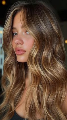 Brown Caramel Hair Colors, Caramel Short Hair Color, Brown Hair With Blond Highlight, Caramel Wavy Hair, Curly Brunette Highlights, Highlighted Long Hair, Honey Colored Hair Caramel Brunettes, Brown Hair For Blondes, Long Cool Brown Hair