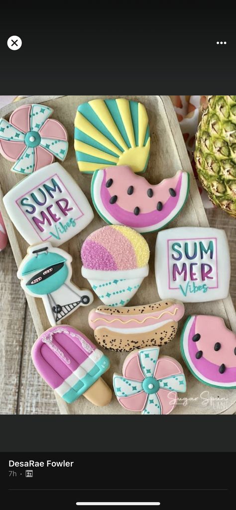 Pool Party Sugar Cookies, Summer Themed Sugar Cookies, Summer Decorated Sugar Cookies, Summer Royal Icing Cookies, Summer Sugar Cookies Decorated, Summer Decorated Cookies, Summer Cookies Decorated, Summer Themed Cookies, Pool Party Cookies