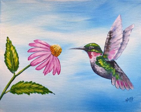 How To Paint A Hummingbird Step By Step, Humming Bird Painting Acrylics Easy, How To Paint A Hummingbird, Hummingbird Painting Acrylic Easy, Humming Bird Painting Acrylics, Hummingbird Paintings, Hummingbird Painting Acrylic, Painting For Beginners Videos, Hummingbird And Flower