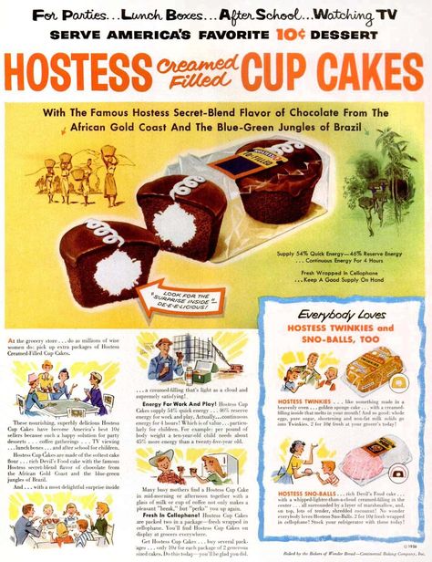 Vintage Hostess snacks: Fruit Pies, Wonder Bread, Twinkies & more retro goodness Hostess Fruit Pies, Hostess Snacks, Hostess Twinkies, Hostess Cupcakes, Fruit Pie, Old Advertisements, Retro Advertising, Food Ads, Retro Ads